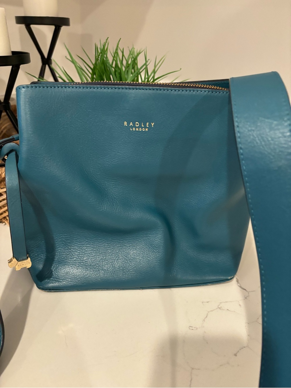 Radley London Dukes Place Crossbody Blue Leather Adjustable Strap with Dustcover - Picture 2 of 15